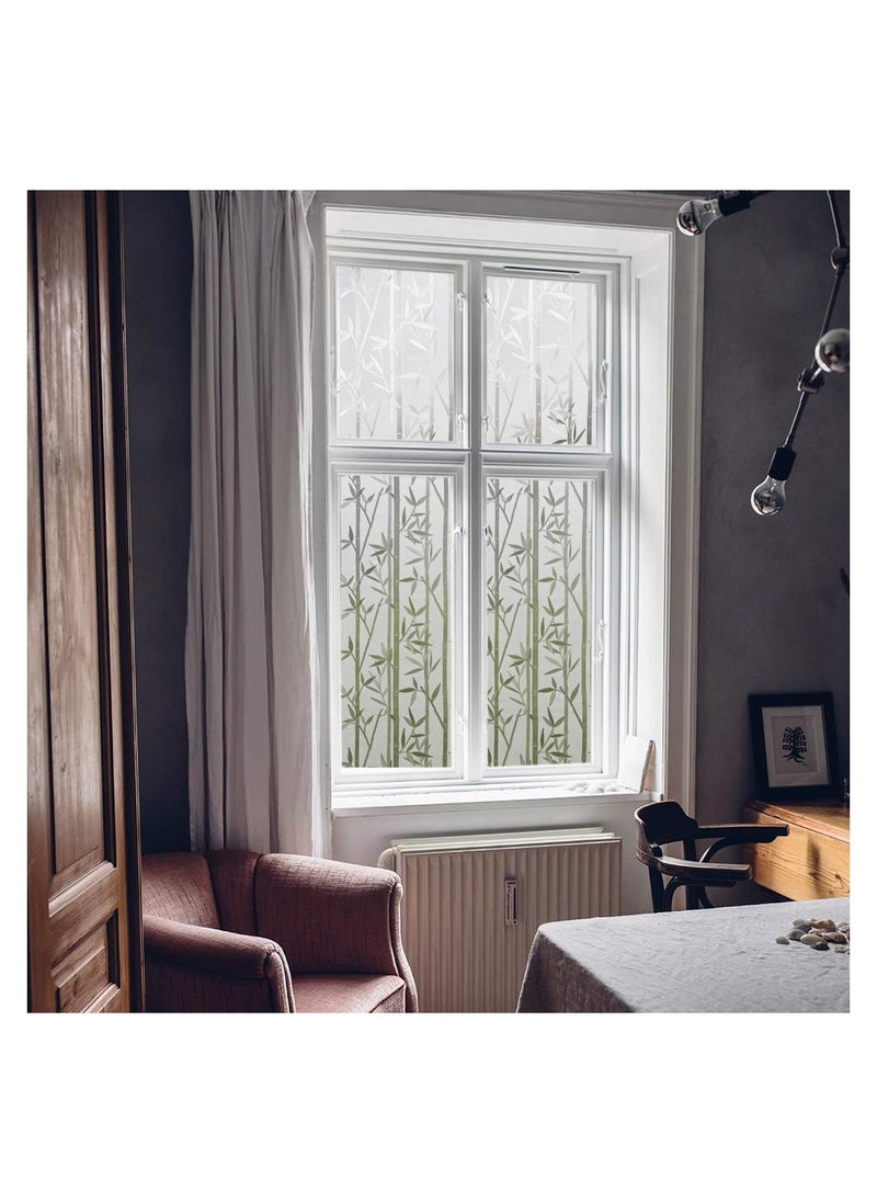SYOSI Window Frosting Film, Privacy Frosted Self- Adhesive Opaque Static Glass Window Film Clings Removable Anti-UV Bamboo Cling Pattern Film for Home Office Store Decoration (45 x 200cm)  - Image 4