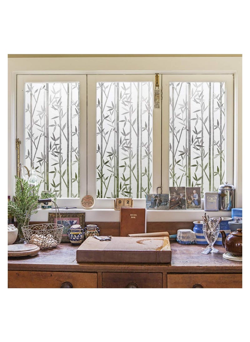 SYOSI Window Frosting Film, Privacy Frosted Self- Adhesive Opaque Static Glass Window Film Clings Removable Anti-UV Bamboo Cling Pattern Film for Home Office Store Decoration (45 x 200cm)  - Image 2