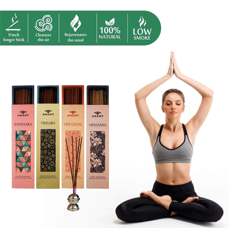 Anant Natural Hand Rolled Premium Fragrance Incense Sticks | Pack of 4 | Samsaara | Vipassana | Ved Gugal | Vihaara | Spiritual Agarbattis - 40 Sticks/Box - Image 4
