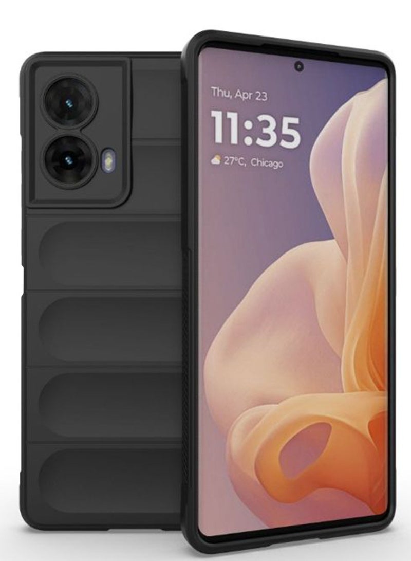 for Motorola G35 5G Case Cover, Heavy Duty 4D Striped Pattern Sensory Soft Silicone Full Portection Shockproof Phone Case for Motorola G35 5G, Black - Image 1