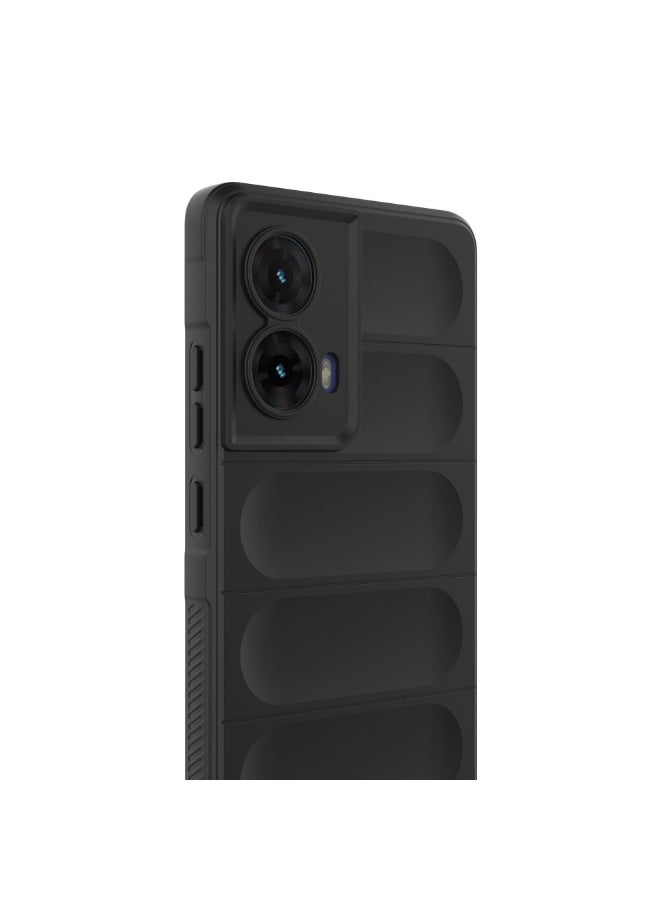 for Motorola G35 5G Case Cover, Heavy Duty 4D Striped Pattern Sensory Soft Silicone Full Portection Shockproof Phone Case for Motorola G35 5G, Black - Image 4