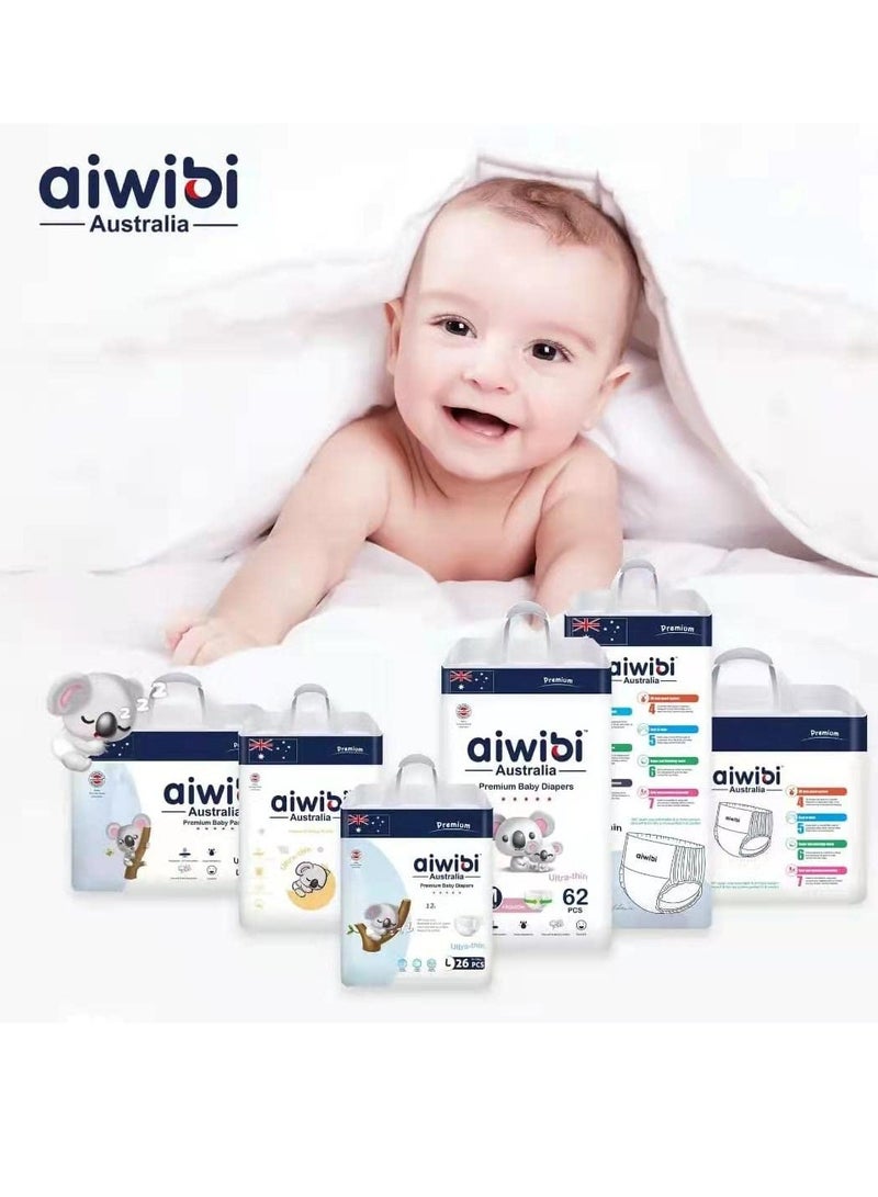 aiwibi Ultra-Thin Premium Baby Pants Diaper- Size (3) Medium 26 Pcs (6-11kg) Super Soft and Ultra Thin, Anti-irritation Pants Baby Nappy Pants, Super Absorption, 360 Stretchy Waistband - Image 3