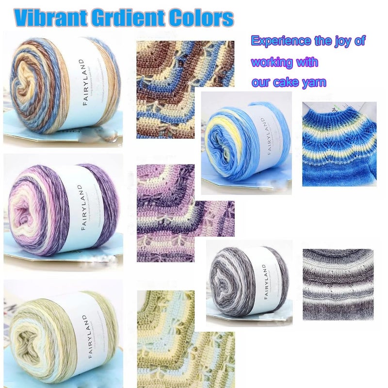 Weabetfu Yarn for Crocheting-Gradient Cake Yarn OmbrÃ© Yarn with Vibrant Colors-4x100g 60% Cotton 30% Acrylic 10% Wool,Colorful Soft Rainbow Cotton Crochet Yarn Perfect for Shawls,Scarves,Sweater and Blanket - Image 4