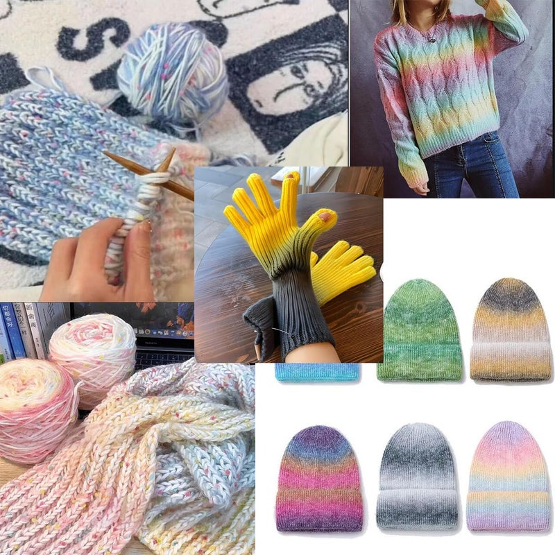 Weabetfu Yarn for Crocheting-Gradient Cake Yarn OmbrÃ© Yarn with Vibrant Colors-4x100g 60% Cotton 30% Acrylic 10% Wool,Colorful Soft Rainbow Cotton Crochet Yarn Perfect for Shawls,Scarves,Sweater and Blanket - Image 5