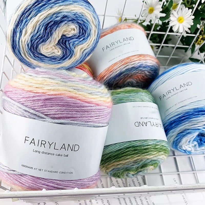Weabetfu Yarn for Crocheting-Gradient Cake Yarn OmbrÃ© Yarn with Vibrant Colors-4x100g 60% Cotton 30% Acrylic 10% Wool,Colorful Soft Rainbow Cotton Crochet Yarn Perfect for Shawls,Scarves,Sweater and Blanket - Image 2
