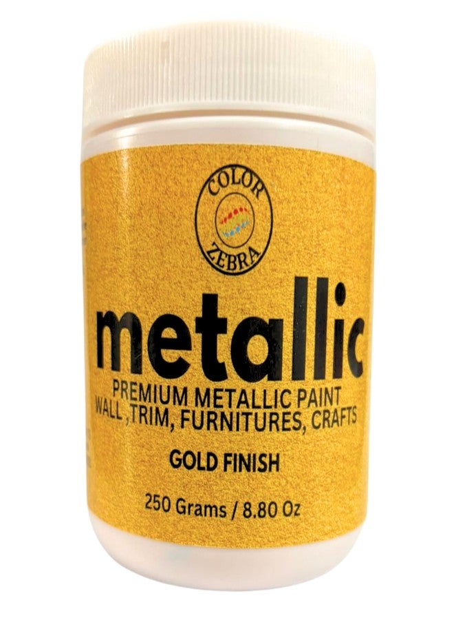Color Zebra Acrylic Gold Metallic Paint - 250g (Pack of 1) | Metallic Paint for Wall Trim, Furniture, Crafts | Non Toxic Acrylic Metallic Paint for Professional Artists, Hobby Painters & Kids - Image 2