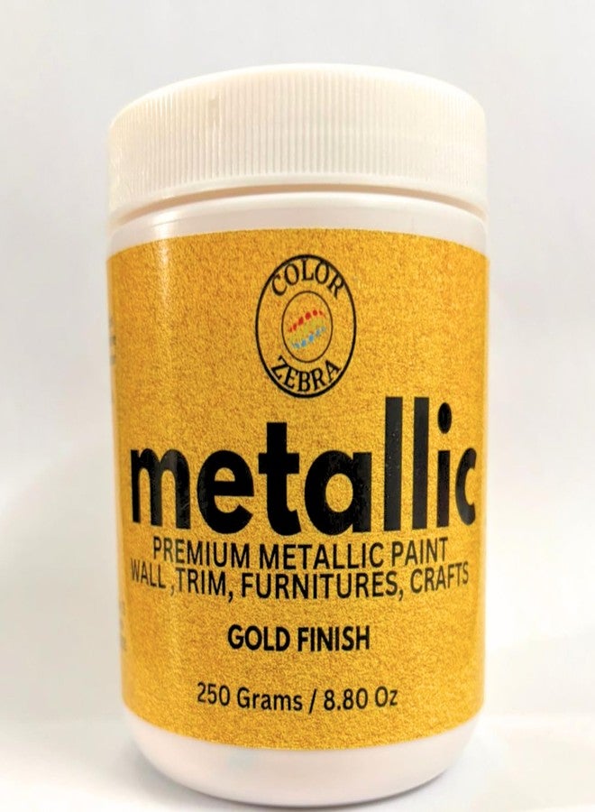 Color Zebra Acrylic Gold Metallic Paint - 250g (Pack of 1) | Metallic Paint for Wall Trim, Furniture, Crafts | Non Toxic Acrylic Metallic Paint for Professional Artists, Hobby Painters & Kids - Image 1