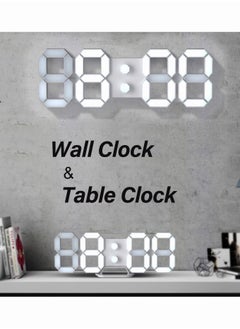 ماركة غير محددة 3D Digital Clock LED ساعة الحائط الرقمية مع عرض الوقت وعرض درجة الحرارة الأبيض  - Image 3