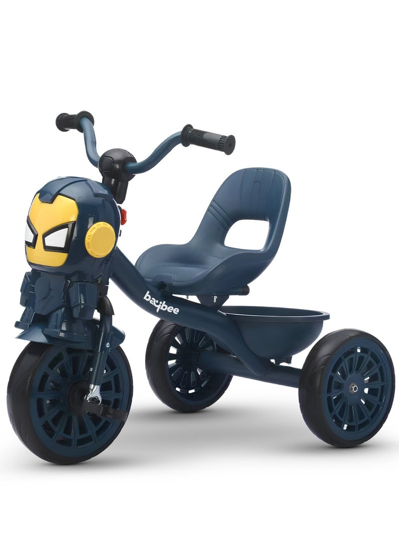 BAYBEE Blaze Baby Tricycle for Kids, Smart Plug n Play Kids Cycle with Music, Light, High backrest & Rear Storage Baskets | Kids Tricycle | Baby Cycle for Kids 2 to 5 Years Boy Girl Blue - Image 1