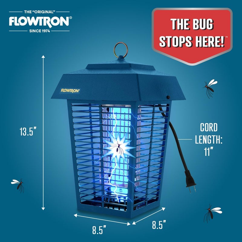 Flowtron Bug Zapper, 1 Acre of Outdoor Coverage with Powerful 40W Bulb & 5600V Instant Killing Grid, Electric Insect, Fly & Mosquito Zapper, Made in The USA - Blue Color - Image 5