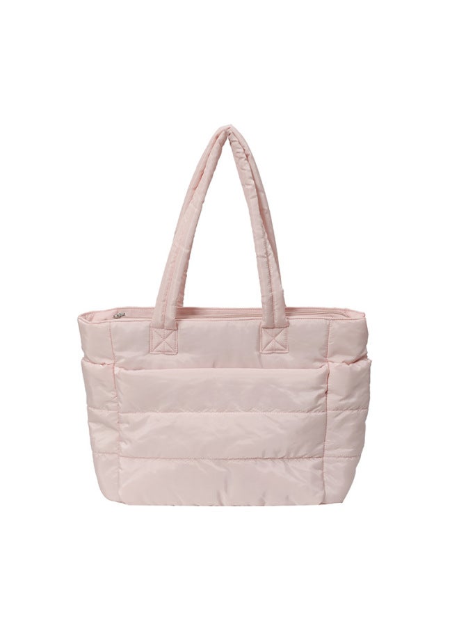 Women's Cotton Tote Bag, Lightweight Computer Bag, Work Clothing Large Capacity Travel Handbag, Shoulder Bag With Customized Logo-Color:Pink-Size:44*16*28  - Image 1