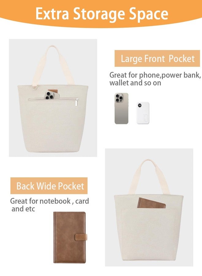 GLENKEY Stylish Lunch Box Tote Bag - Insulated Soft Lunch Bag for Women - Large Simple Cooler Bag Reusable Leakproof Lunchbox for Adults Work Picnic Outdoor Trips Beige 8L - Image 3