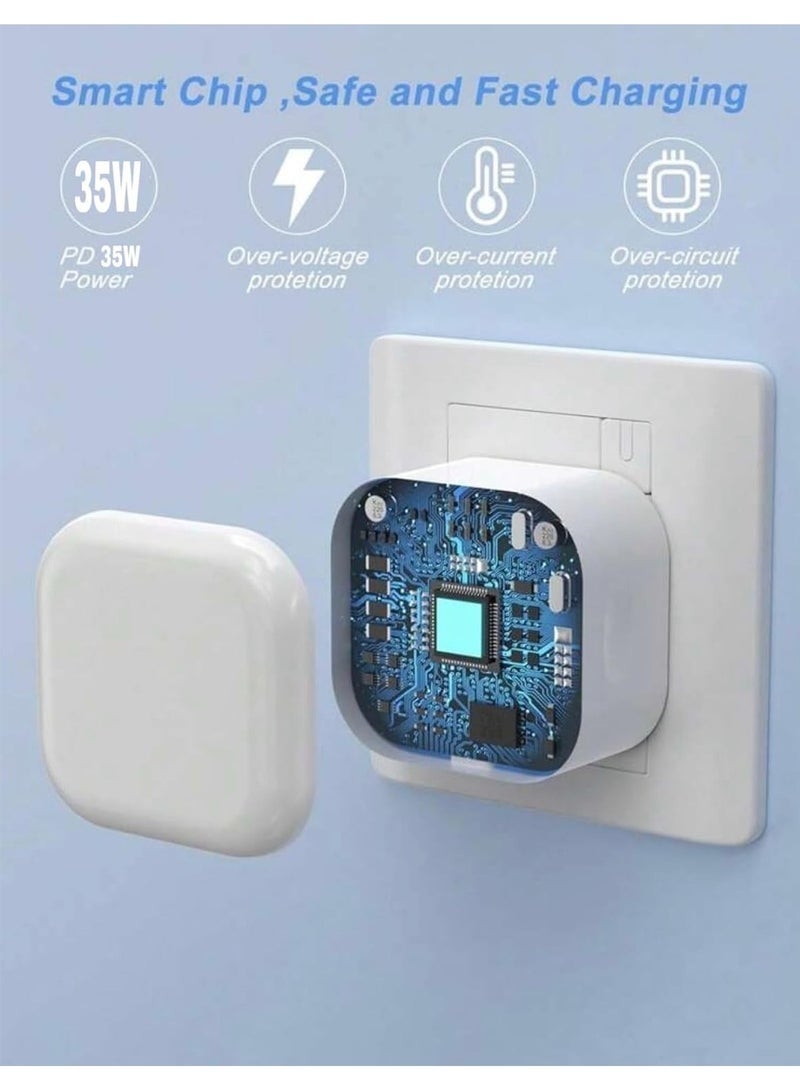 كيلا شاحن iPhone 16 و iPhone 15 Pro Max بمنفذ USB C بقوة 35 وات لأجهزة iPhone 16 و iPhone 15 Pro max/15 Pro/15 plus/15 و Samsung S24 وجميع الهواتف المحمولة / الأجهزة اللوحية / iPhone التي تحتوي على منفذ USB C (بدون كابل) - Image 2