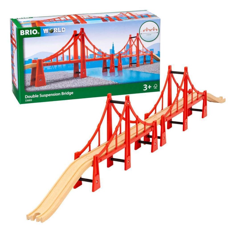 BRIO World - 33683 Double Suspension Bridge | Toy Train Set Accessory for Kids & Toddlers Age 3 and Up | Compatible with All BRIO Railway Sets | FSC Certified - Image 2