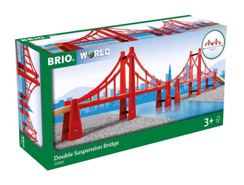 BRIO World - 33683 Double Suspension Bridge | Toy Train Set Accessory for Kids & Toddlers Age 3 and Up | Compatible with All BRIO Railway Sets | FSC Certified - Image 1