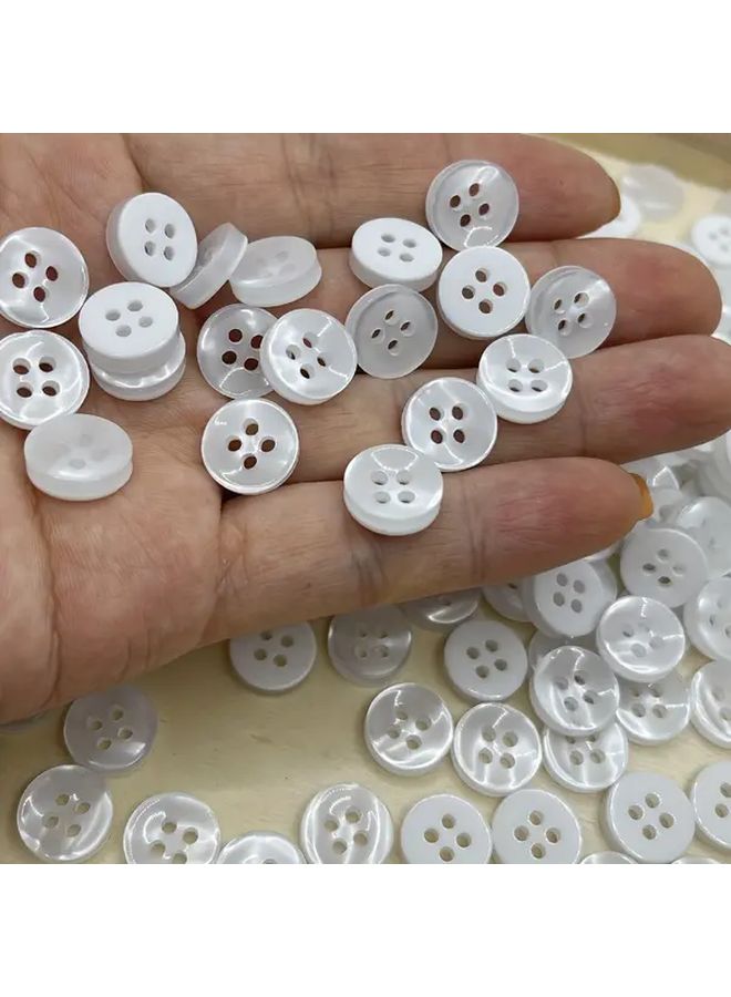 50pcs White 4 Hole Plastic Shirt Buttons 0 43 Inch Durable Sewing Buttons For Apparel Repair - Image 2