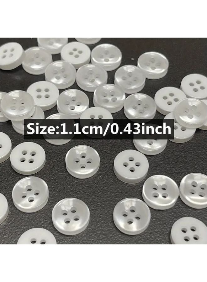 50pcs White 4 Hole Plastic Shirt Buttons 0 43 Inch Durable Sewing Buttons For Apparel Repair - Image 3