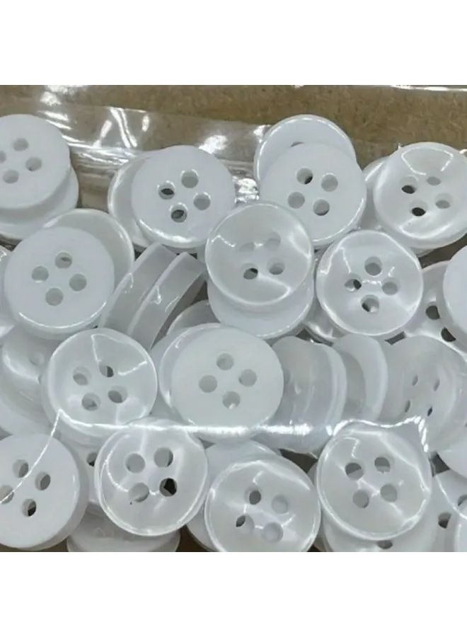 50pcs White 4 Hole Plastic Shirt Buttons 0 43 Inch Durable Sewing Buttons For Apparel Repair - Image 5