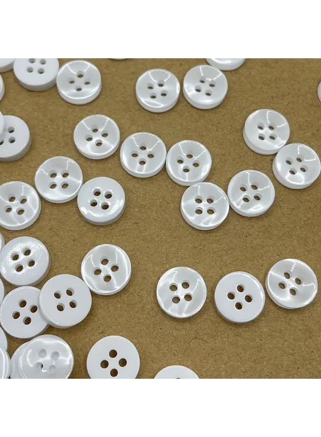 50pcs White 4 Hole Plastic Shirt Buttons 0 43 Inch Durable Sewing Buttons For Apparel Repair - Image 4