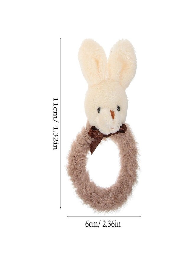 FOYTOKI Rabbit Themed Hair Ties, 4pcs Plush Bunny Rubber Band Plush Hair Tie Girls Hair Accessories Elastic Hair Bands Scrunchie Holder, Assorted Color, Cute - Image 2