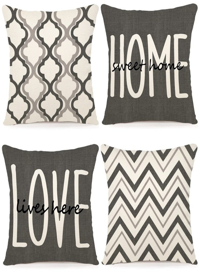 YCOLL Farmhouse Pillow Covers 18x18 Set of 4 Throw Pillow Covers Rustic Linen Decorative Pillows Square Cushion Covers for Home Decor - Image 1