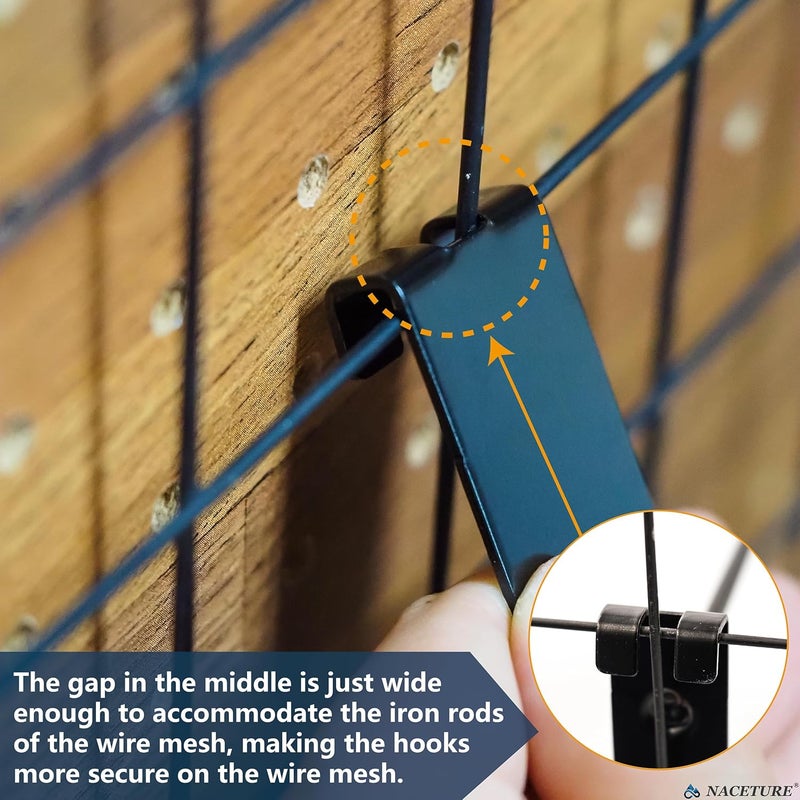 NACETURE Gridwall Hooks- 16 Pcs Display Hooks for Grid Wall Panel- Grid Wall Hooks with Extra Hook On The Bottom- Durable Wall Grid Panel Hooks for Hanging Retail- Peg Hooks for Gridwall - Image 5