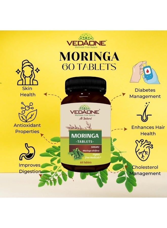 VEDAONE Moringa Tablets 750mg (60 Tablets) | 100% Organic Superfood | Immunity, Energy & Digestion Support - Image 5