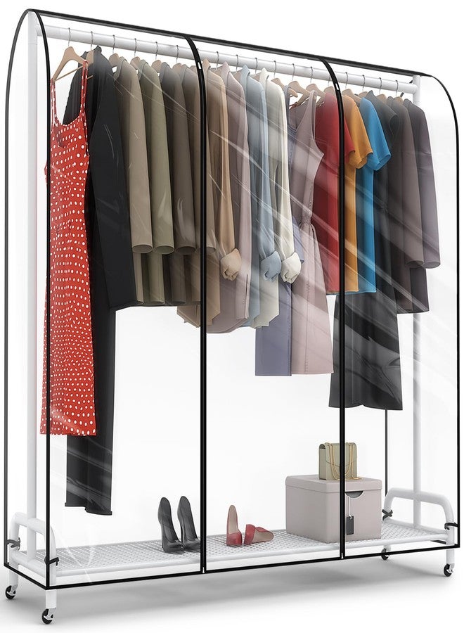 Moucas Clear Garment Rack Cover 71" L x 20" W x 60" H, Clothes Rack Cover with Reinforced Double Zippers, Waterproof PEVA Dustproof Protection - Cover Only, Rack Not Included - Image 1