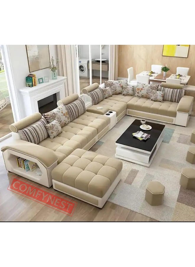 New Model Sofa Set 7 Seater Unique Design Perfect For your Living Room (Tan)