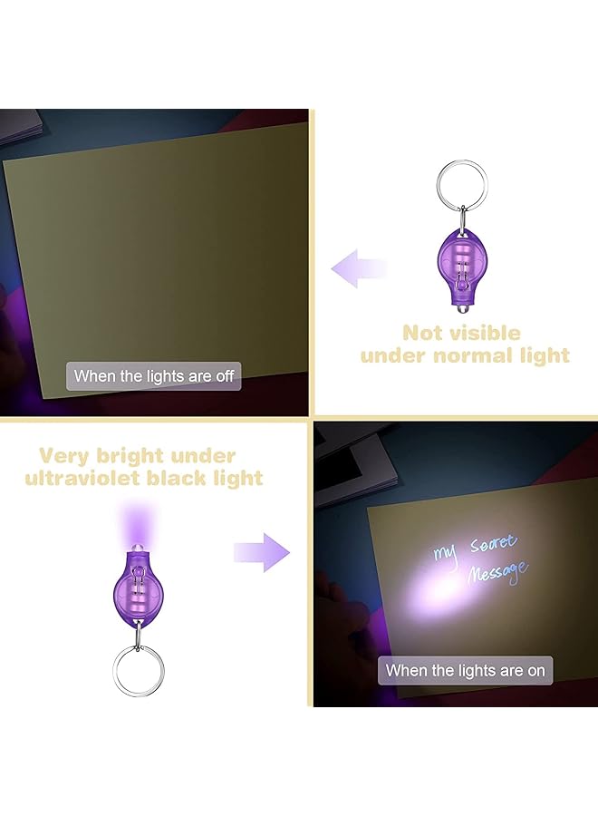 erorex Invisible Ink Pen 6Pcs Marker Disappearing Ink Secret Pen With 6Pcs Mini Led Keychain Flashlight Marker Keychain For Secret Notes Money Identify Fun Party Activity Secret Message Writing Office  - Image 4