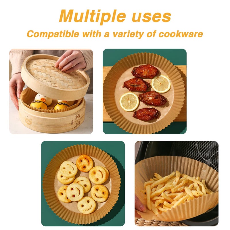 Ailun 9inch Round Air Fryer Disposable Paper Liners, 100PCS Non-Stick Air Fryer Parchment Liner, Oil Resistant, Waterproof, Food Grade Baking Paper for 5-10 QT Air Fryer Baking Roasting Microwave - Image 5