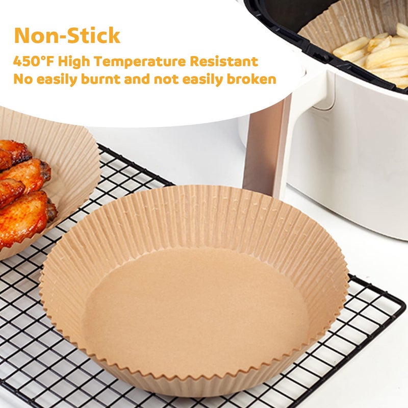 Ailun 9inch Round Air Fryer Disposable Paper Liners, 100PCS Non-Stick Air Fryer Parchment Liner, Oil Resistant, Waterproof, Food Grade Baking Paper for 5-10 QT Air Fryer Baking Roasting Microwave - Image 4