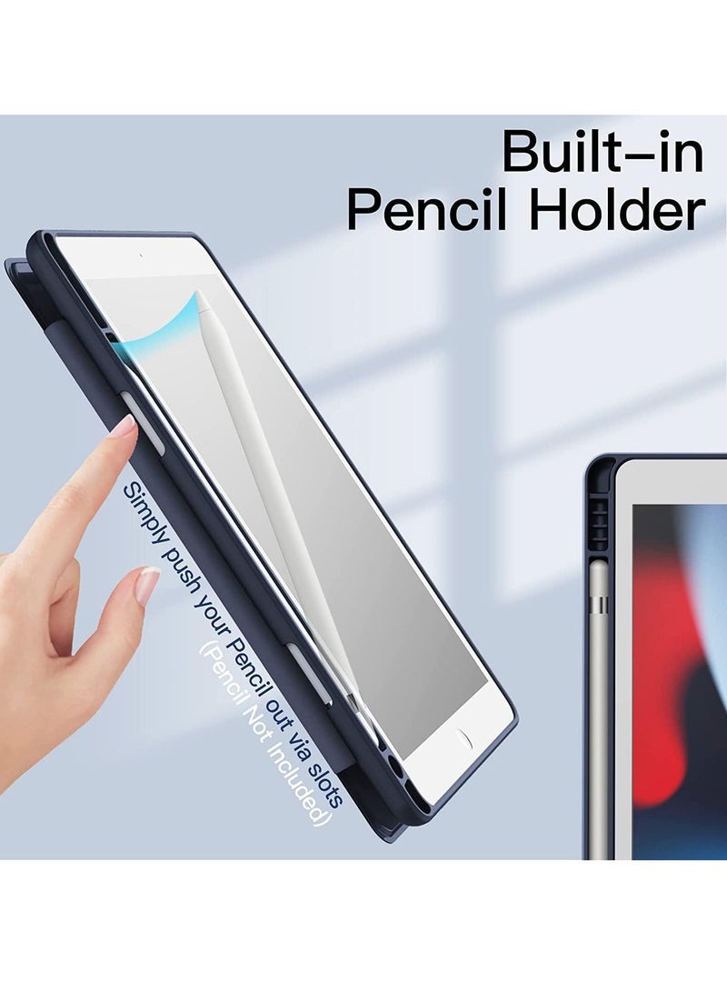 TIGER Case Compatible with iPad 10.2-Inch (9th/8th/7th Generation, 2021/2020/2019) – Slim Shockproof Stand Cover with Pencil Holder, Clear Transparent Back Shell, Navy Blue - Image 5