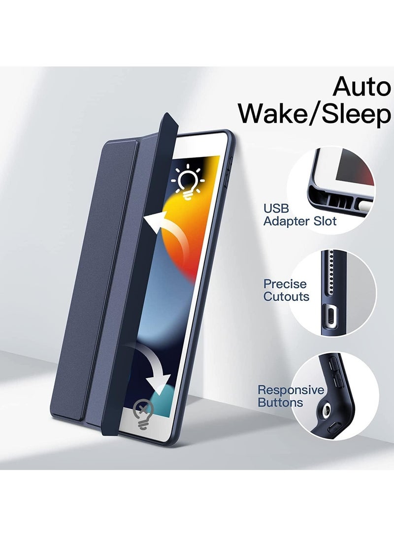 TIGER Case Compatible with iPad 10.2-Inch (9th/8th/7th Generation, 2021/2020/2019) – Slim Shockproof Stand Cover with Pencil Holder, Clear Transparent Back Shell, Navy Blue - Image 4