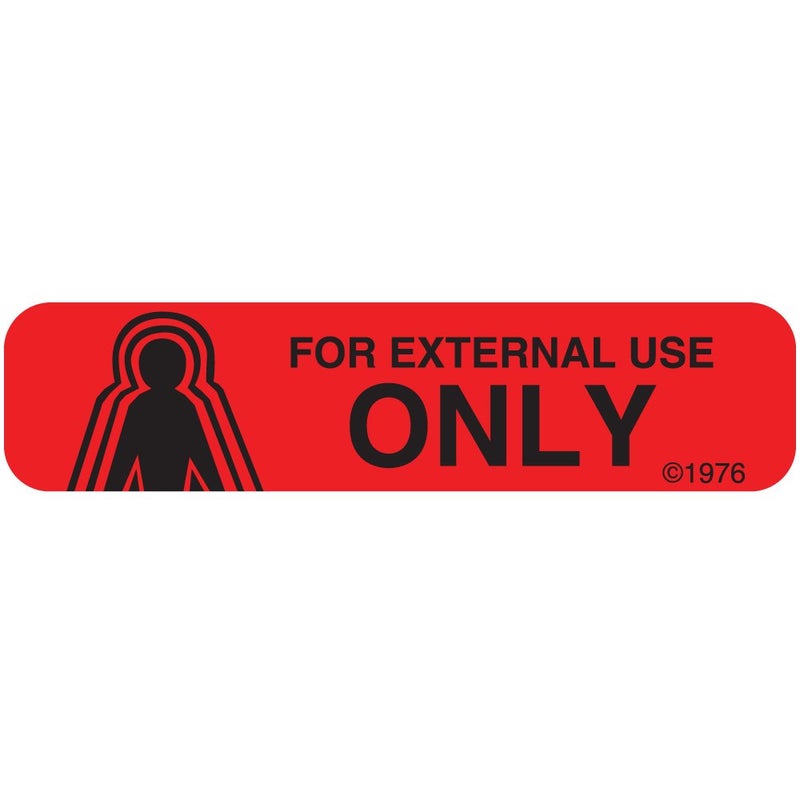 1-11G "for External USE" Permanent Paper Label, 1 9/16" x 3/8", Red, Pack of 1000
