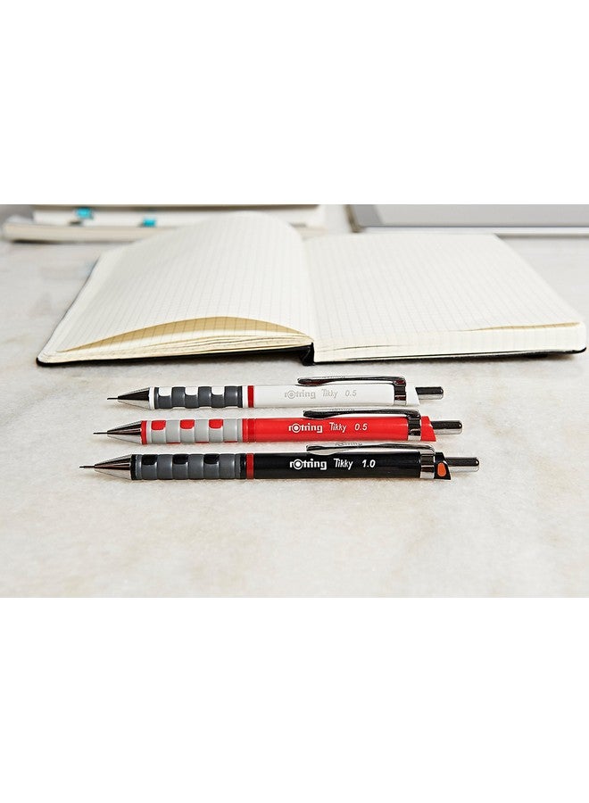 rOtring Tikky Mechanical Pencil Set, HB 0.7 mm, Burgundy, Includes 12 Leads and Eraser - Image 2