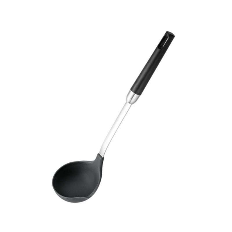 Primetan Silicone Ladle Spoon Stainless Steel Handle Seamless Nonstick Kitchen Ladles BPAFree Heat ResistantSilicone Heat Resistant NonStick Kitchen Cooking UtensilsBlack - Image 1