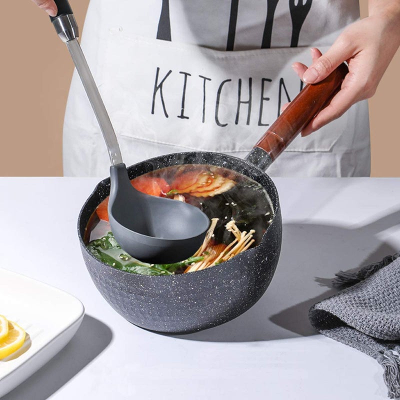 Primetan Silicone Ladle Spoon Stainless Steel Handle Seamless Nonstick Kitchen Ladles BPAFree Heat ResistantSilicone Heat Resistant NonStick Kitchen Cooking UtensilsBlack - Image 4