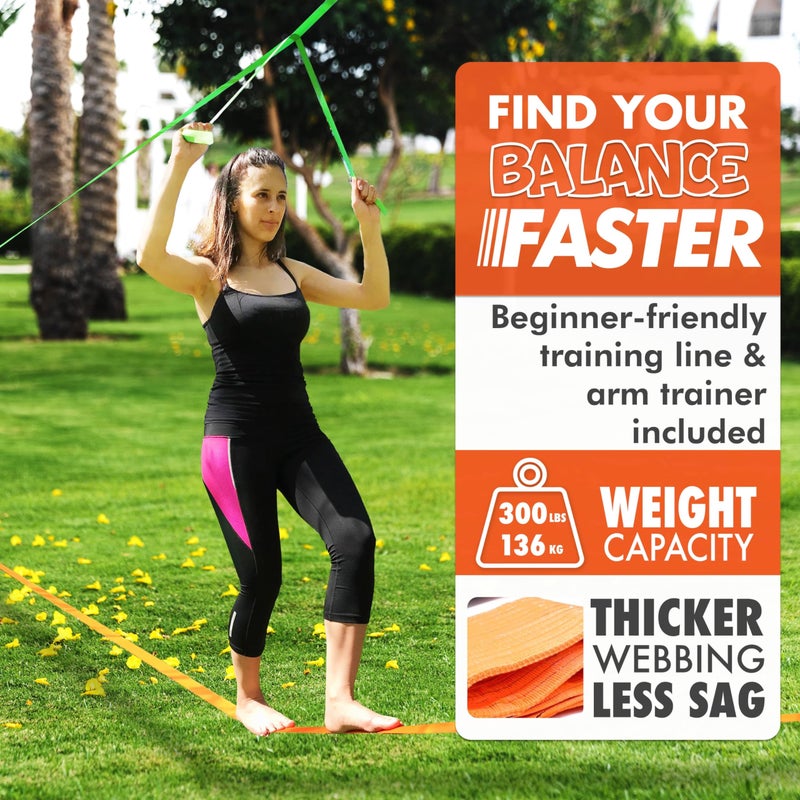 Trailblaze Complete Slackline Kit with Training Line - 60ft Longer Line Wider Tree Protectors, Slack Lines for Backyard for Kids Adults, Tight Rope Slacklines Ninja Slackline Obstacle Course Kids Slack line Kit - Image 2