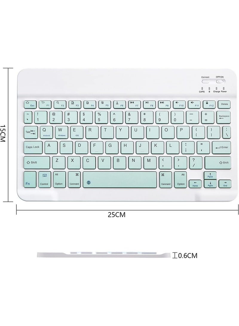 Ultra-Slim Portable Rechargeable Bluetooth Keyboard – Mini Wireless Arabic/English Keys – 150 Hours Battery for iPad, iPhone, Samsung, Android Tablets & Smartphones (Light Green, 10 inch)  - Image 1