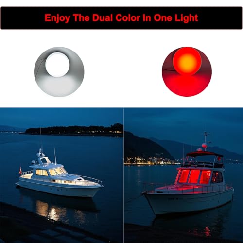Vcanuplms Marine Boat Dome Lights, 5.5 Inch Dual Color LED Cabin Light with Toggle Switch, 12V Boat Interior Light with Surface Mount (White|Red) - Image 5