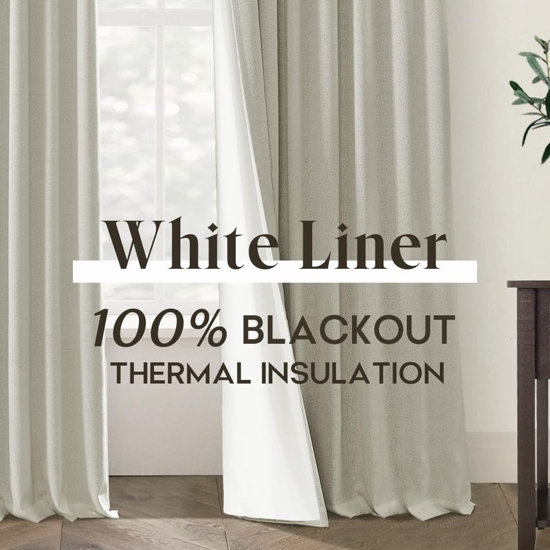 PANELSBURG 2 Panels Beige 52 Inch Wide 78 Inches Long Blackout Back Tab Thermal Insulated Linen Curtains - Image 5