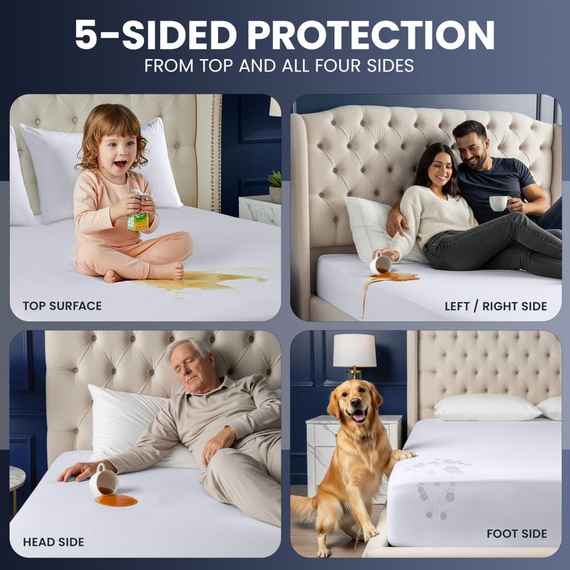 Utopia Bedding Waterproof 5-Sided Mattress Protector Full Size, Premium Breathable Mattress Cover, Fitted Style with Stretchable Pockets (White) - Image 5