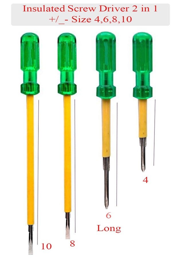 MLD 2 in 1 Line Tester +Insulated Screw Drivers 2 in 1 Size(4,6 8,10 Inch Long)+ 8 inchs Combination Plier +Wire stripper cutter Combo Tools (Material Metal and Plastic) (Multicolor) Pack of 1 - Image 3