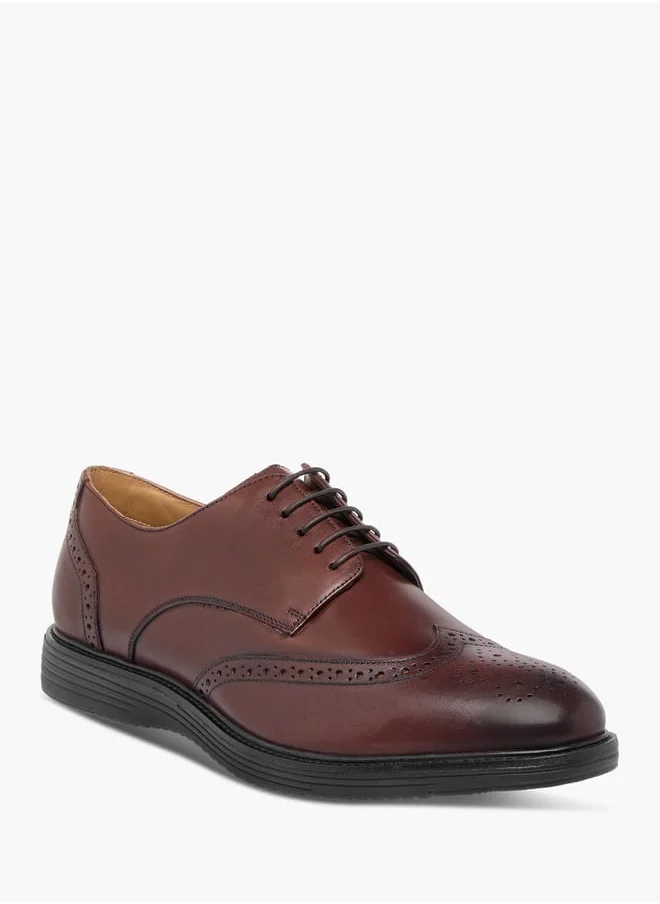 دوتشيني Mens Perforated Lace-Up Derby Shoes