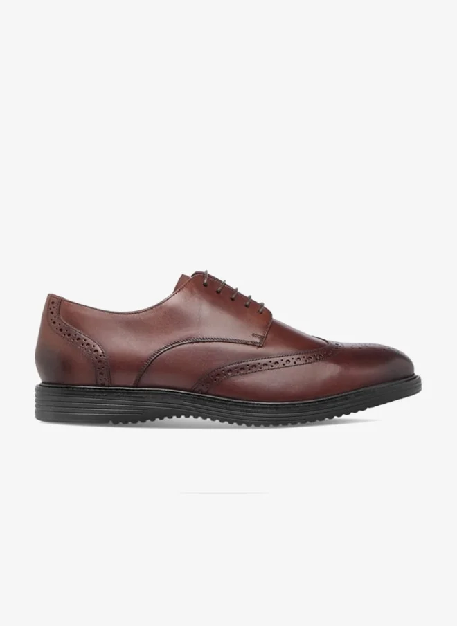 DUCHINI Mens Perforated Lace-Up Derby Shoes