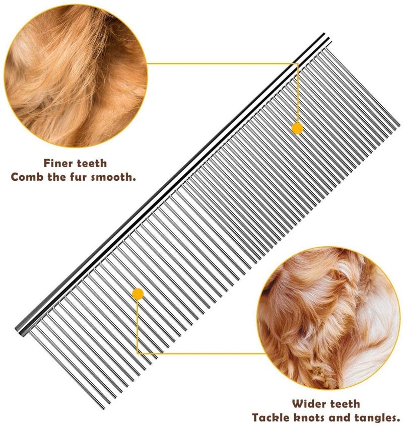 Sixfire Professional Dog Comb - Big Size 19 Cm Rounded Teeth Stainless Steel, Flat Comb for All Breeds & Pets - Image 5