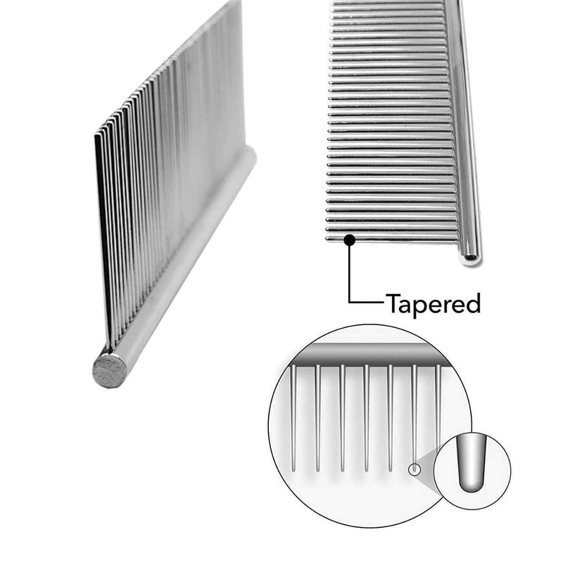 Sixfire Professional Dog Comb - Big Size 19 Cm Rounded Teeth Stainless Steel, Flat Comb for All Breeds & Pets - Image 4