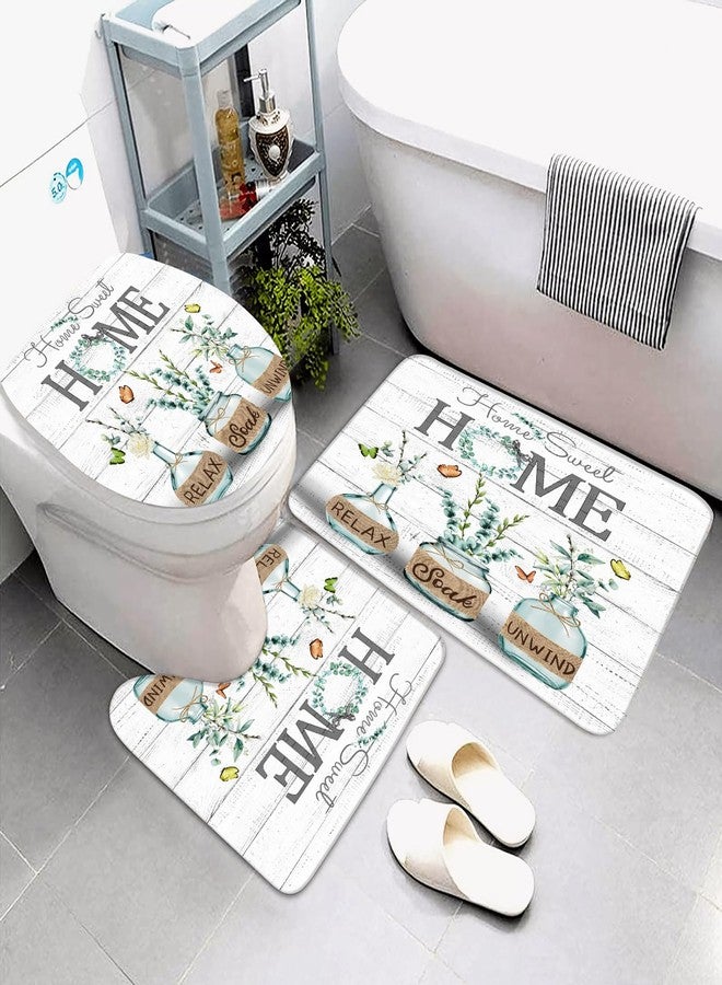 ALEXEX 4 PCS Green Eucalyptus Shower Curtain Sets,Home Sweet Bathroom Set with Shower Curtain and Rugs and Accessories,Farmhouse Country Shower Curtain Bathroom Decor with 12 Hooks,72 X 72 Inches - Image 4