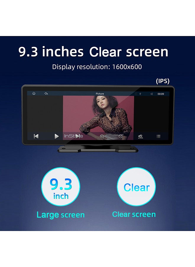 Generic - 9.3 Inch Car Stereo MP5 Player BT Hands-Free Calling FM Radio Support Carplay Android Auto Phone Link Reversing Assist U-Disk/TF Card with Adjustable Bracket - Image 1